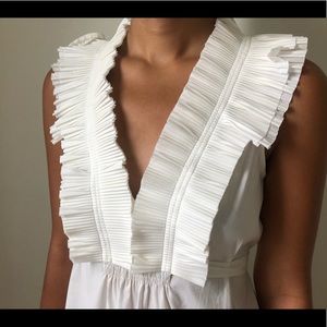 BCBX Max Azria White Ruffled Classic Top-New